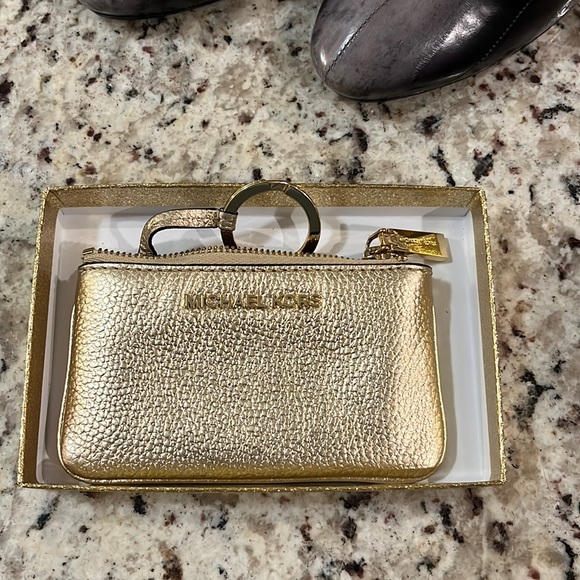 Michael Kors Accessories - Michael Kors small credit card gold wallet coin key ring